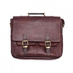 Boldric Messenger Leather Knife Bag Brown 10 Slots