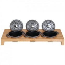 Staub Bamboo Stand for 3 Mini Cocottes