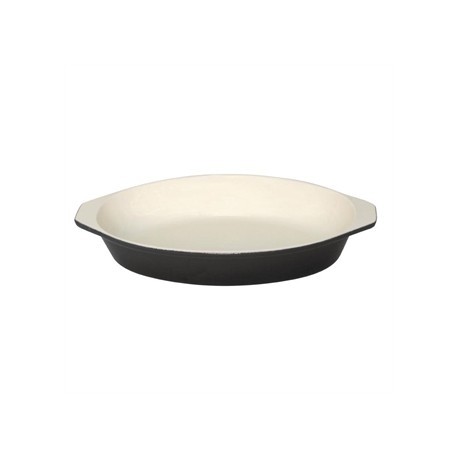 Vogue Black Cast Iron Oval Gratin Dish 650ml