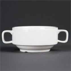 Olympia Whiteware Soup Bowls With Handles 400ml 14oz