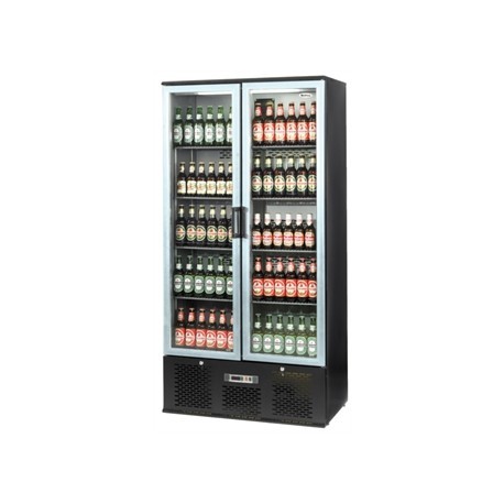 Infrico Upright Back Bar Cooler with Hinged Doors in Black and Steel ZXS20