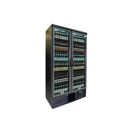 Gamko Upright Bottle Cooler - Double Hinged Door 500 Ltr Black