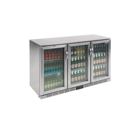 Polar Back Bar Cooler with Hinged Doors in Silver 330Ltr