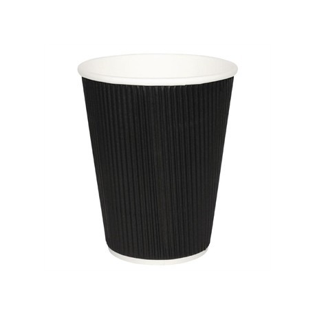 Fiesta Takeaway Coffee Cups Ripple Wall Kraft Black 12oz x500