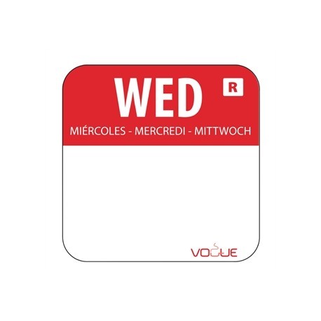 1 Inch Colour Coded Red Wednesday Food Labels