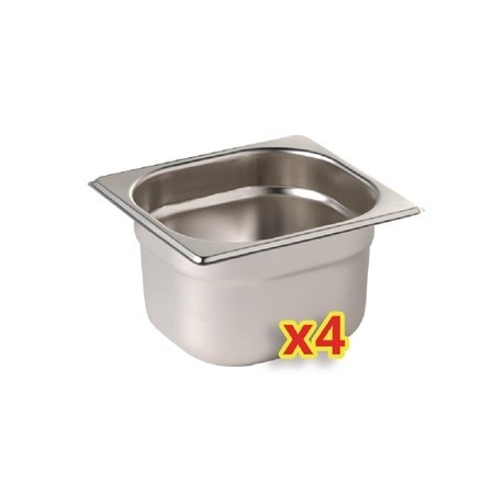 Vogue Set of 4 1/6 Gastronorm Pans & Lids