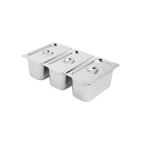 Vogue Stainless Steel Gastronorm Set 3 x 1/3 with Lids