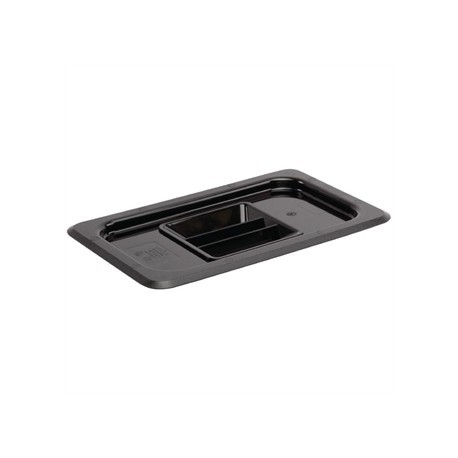 Vogue Polycarbonate 1/4 Black Gastronorm Lid