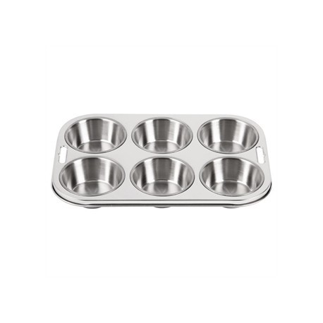 Vogue Stainless Steel 6 Cup Deep Muffin Tray