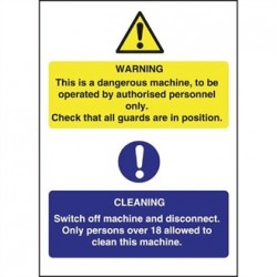 Dangerous Machine Cleaning Sign
