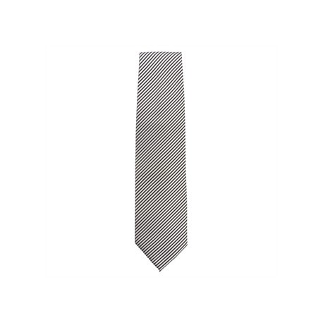 Uniform Works Tie Silver and Black Fine Stripe