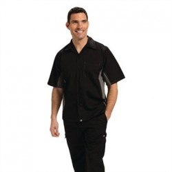 Colour by Chef Works Unisex Contrast Shirt Black and Grey L