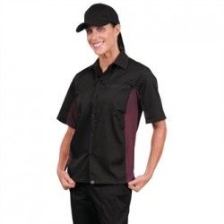 Colour by Chef Works Unisex Contrast Shirt Black and Merlot 2XL