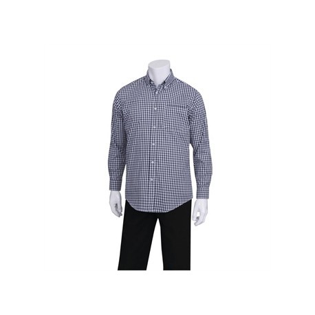 Uniform Works Mens Dress Shirt Dark Navy Gingham L