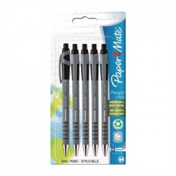 Papermate Flexgrip Retractable Ball Pen Black Blister 5 Pack