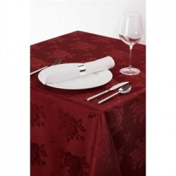 Roslin Woven Rose Tablecloth Burgundy 70 x 108in