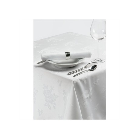 Roslin Woven Rose Tablecloth White 54 x 70in