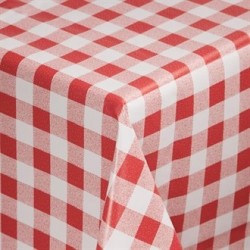 PVC Chequered Tablecloth Red 35in