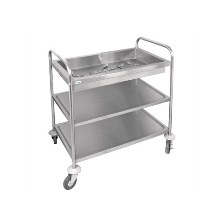 Vogue Stainless Steel 3 Tier Deep Tray Clearing Trolley