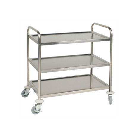 Vogue Stainless Steel 3 Tier Clearing Trolley Large