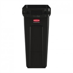 Rubbermaid Slim Jim Container with Venting Channels Black 60Ltr