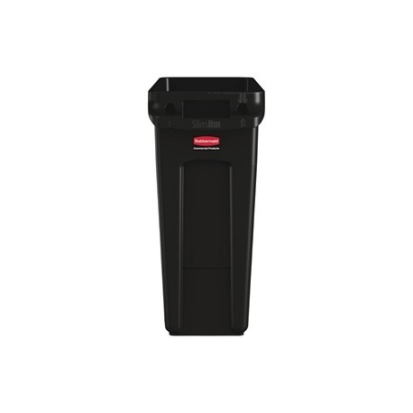 Rubbermaid Slim Jim Container with Venting Channels Black 60Ltr