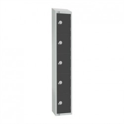 Elite Five Door Camlock Locker with Sloping Top Graphite Grey