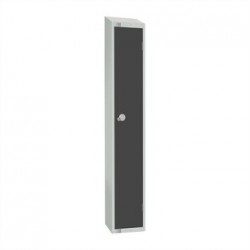 Elite Single Door Camlock Locker Graphite Grey with Sloping Top