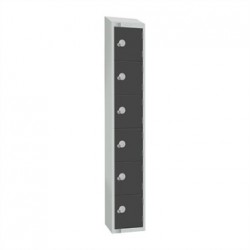 Elite Six Door Camlock Locker with Sloping Top Graphite Grey