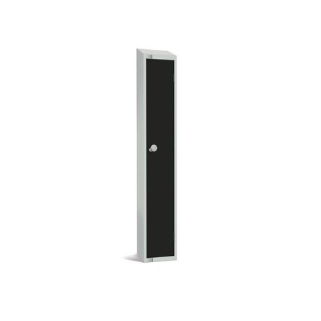 Elite Single Door Padlock Locker with Sloping Top Black