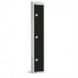 Elite Three Door Padlock Locker with Sloping Top Black