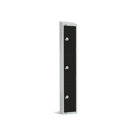 Elite Three Door Padlock Locker with Sloping Top Black