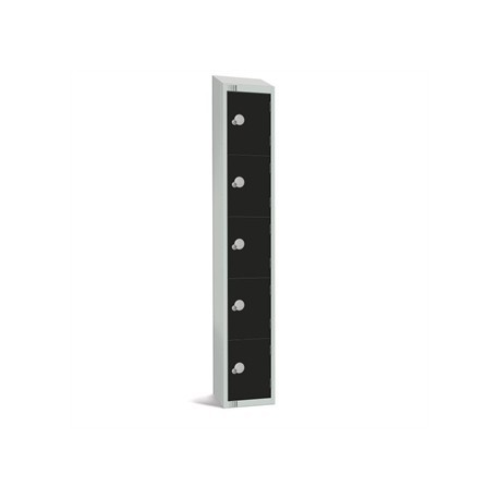 Elite Five Door Camlock Locker with Sloping Top Black