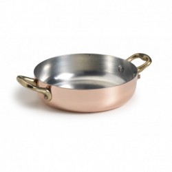 Agnelli Omelette Pan, 2 Handles, Hammered Tinned Copper  . 28 cm