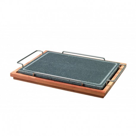 Agnelli Rect. Stone Plate With S/S 18/10 Holder Stone Line  29X40cm