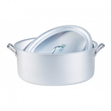 Agnelli Oval Saucepot Opaque Finish, 2 Handles And Lid, Aluminium Cooking Line  34 cm