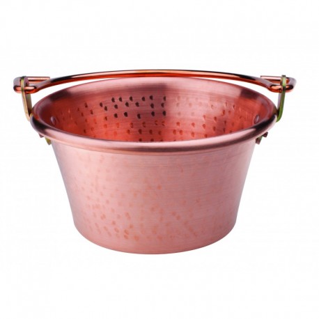 Agnelli Polenta Pot, Bowed Handle. Hammered Copper. Family Cooking .32 cm