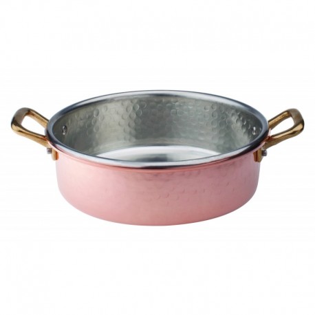 Agnelli Saucepot, 2 Handles Hammered Copper Family Cooking.24 cm