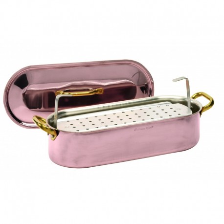 Agnelli Fish Kettle With Grid And Lid Tinned Copper .40X13 cm