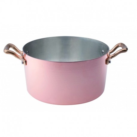 Agnelli Saucepot, 2 Handles Hammered Tinned Copper . 18 cm