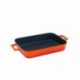 Agnelli Cast Iron Bi-Colour Grill Tray 26X40 - 2 Cast Iron Handles - Matt Black