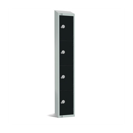 Elite Four Door Coin Return Locker with Sloping Top Black