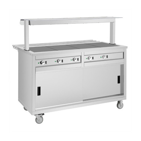 Buffalo Mobile Servery with Solid Heated Top 4x 1/1 GN
