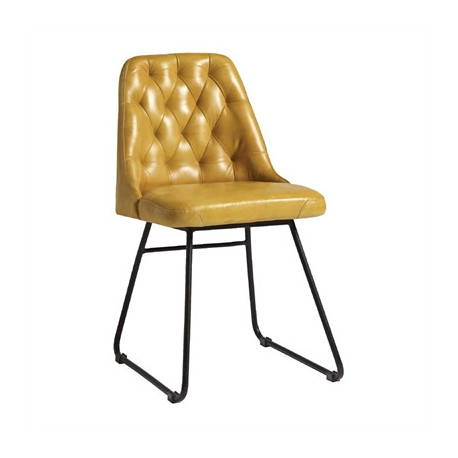 Harland Side Chairs Leather Vintage Gold (2 Pack)