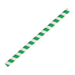 Fiesta Compostable Paper Smoothie Straws Green Stripes (250 Pack)