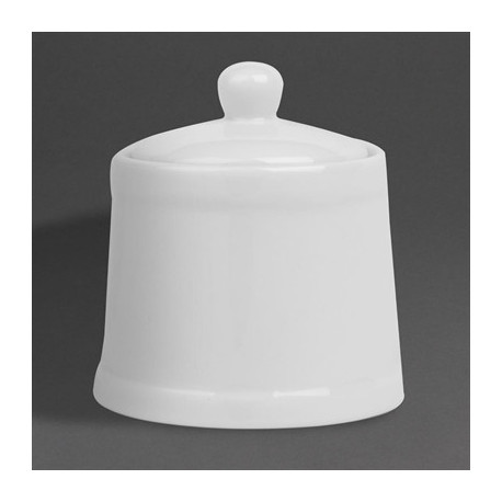Olympia Whiteware Pier Sugar Bowls with Lids 250ml (6 Pack)