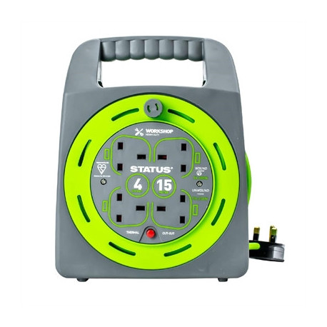 Status 4 Socket Handbag Cable Reel with Thermal Cut Out 13Amp 15m