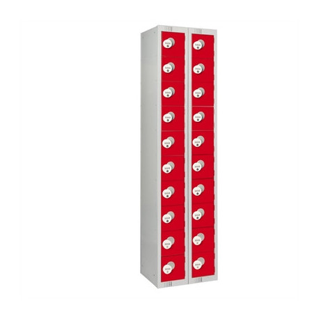 Twenty Door Personal Effects Locker Red Four-Digit Lock