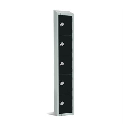 Elite Five Door Electronic Combination Locker with Sloping Top Black