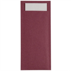 Europochette Burgundy Cutlery Pouch with White Napkin (500 Pack)